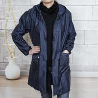 男士女拉链罩衣成人轻度防水防油烟围裙连帽大人工作服厨房长袖|深蓝强防水 2XL