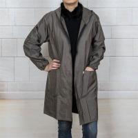 男士女拉链罩衣成人轻度防水防油烟围裙连帽大人工作服厨房长袖|深卡其色 4XL