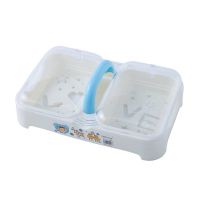 大号双格肥皂盒带盖沥水创意卫生间防水手工洗衣洗脸香皂镂空盒子|蓝色