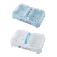 大号双格肥皂盒带盖沥水创意卫生间防水手工洗衣洗脸香皂镂空盒子|北欧蓝+蓝色