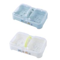 大号双格肥皂盒带盖沥水创意卫生间防水手工洗衣洗脸香皂镂空盒子|北欧蓝+绿色