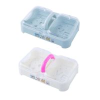 大号双格肥皂盒带盖沥水创意卫生间防水手工洗衣洗脸香皂镂空盒子|北欧蓝+玫红