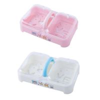 大号双格肥皂盒带盖沥水创意卫生间防水手工洗衣洗脸香皂镂空盒子|北欧粉+蓝色