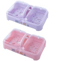 大号双格肥皂盒带盖沥水创意卫生间防水手工洗衣洗脸香皂镂空盒子|北欧紫+北欧粉