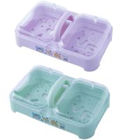 大号双格肥皂盒带盖沥水创意卫生间防水手工洗衣洗脸香皂镂空盒子|北欧紫+北欧绿