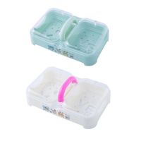 大号双格肥皂盒带盖沥水创意卫生间防水手工洗衣洗脸香皂镂空盒子|北欧绿+玫红