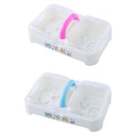 大号双格肥皂盒带盖沥水创意卫生间防水手工洗衣洗脸香皂镂空盒子|蓝色+玫红