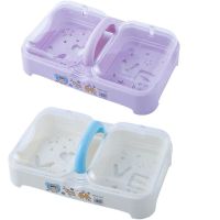 大号双格肥皂盒带盖沥水创意卫生间防水手工洗衣洗脸香皂镂空盒子|北欧紫+蓝色