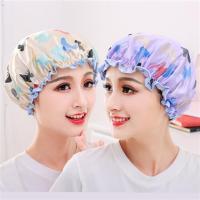 浴帽厨房做饭炒菜防油帽防水油烟头套沐浴帽帽子成人女款洗澡浴帽|杏色=紫色