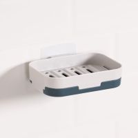 双层肥皂盒壁挂式沥水强力无痕贴免打孔香皂盒卫生间|单层无痕贴壁挂款[北欧蓝]