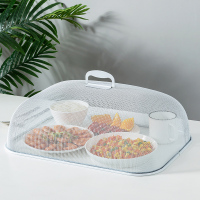 盖菜罩家用防尘剩饭菜网罩子非折叠防苍蝇食物饭菜罩餐桌罩菜盖cz|方形菜罩-白色