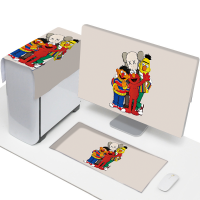 电脑防尘罩台式显示器盖布可爱布艺罩子遮盖遮尘布手提一体机套子|N269三件套主机显示器键盘 19英寸