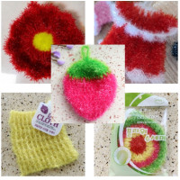 5个装韩国亚克力草莓洗碗巾不沾油洗碗布百洁清洁抹布菜瓜布|花+衣服+西瓜+方块+草莓款式一样颜色随机