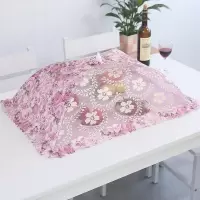 饭菜罩子盖菜罩防苍蝇可折叠餐桌罩剩菜防尘菜罩饭罩家用遮菜盖伞|长方形高档印花紫色约76*50cm