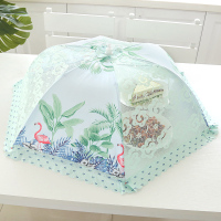 饭菜罩子盖菜罩防苍蝇可折叠餐桌罩剩菜防尘菜罩饭罩家用遮菜盖伞|火烈鸟圆形绿色直径约78cm