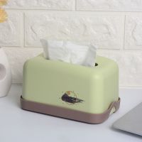 家用塑料防尘带盖湿纸巾收纳餐巾纸盒子创意简约客厅茶几抽纸盒|(无盖)绿色 1个装