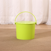 水桶凳塑料加厚带盖可坐幼儿园收纳桶洗澡篮钓鱼桶手提家用储水桶|苹果绿高20cm小号