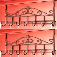 门后挂钩免打孔门上挂衣架免钉无痕铁艺门背式挂衣钩置物架衣帽架|七钩古铜色(2件装)