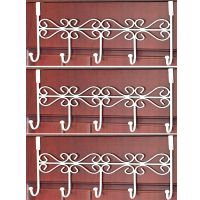 门后挂钩免打孔门上挂衣架免钉无痕铁艺门背式挂衣钩置物架衣帽架|五钩白色(3件装)