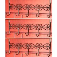 门后挂钩免打孔门上挂衣架免钉无痕铁艺门背式挂衣钩置物架衣帽架|五钩古铜色(3件装)