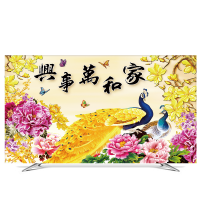液晶电视机罩防尘罩平曲面32寸42寸50寸55寸60寸家用布艺|YH010家和万事兴 37-39英寸(93*60cm)