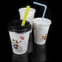 豆浆杯一次性纸杯 奶茶咖啡粥杯 袋盖带吸管送打包带|300毫升配豆浆吸管 品味人生平盖套装