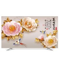 液晶电视机罩防尘罩平曲面32寸42寸50寸55寸60寸家用布艺|YH027金色牡丹 75英寸(175*100cm)