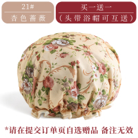 双层浴帽防水成人女款可爱沐浴帽洗澡头套发膜专用厨房防油烟帽子|21#杏色蔷薇