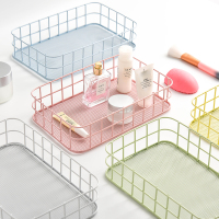 ins铁艺收纳筐女学生宿舍桌面零食收纳篮化妆品置物篮浴室储物篮