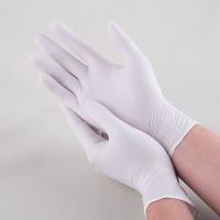 一次性pvc食品卫生丁晴橡胶手套加厚耐用家务女纹绣洗碗美容劳保|白色[高弹]-100只袋装 M[中号]
