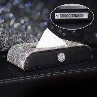 汽车纸巾盒奔驰e300lc200glc260gla200镶钻车用内装饰座式抽纸盒|镶钻纸巾盒[奔驰标]+停车卡