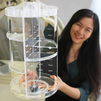 化妆品收纳盒透明旋转梳妆台加高大容量亚克力桌面置物架