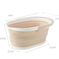 折叠筒水桶塑料家用洗车便携小洗澡桶手提式储物储水旅行车用钓鱼|卡其(经典款)