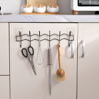 粘墙挂钩门后一排强力宿舍挂衣置物架免打孔沾钩贴墙壁胶挂架长条|黑色小号单个