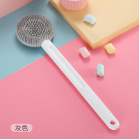 洗澡神器硅胶沐浴刷按摩洗浴用品搓泥搓背搓澡长柄不求人后背刷子|灰色