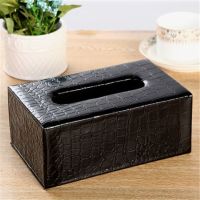 欧式纸巾盒家用客厅餐厅抽纸盒创意饭店餐巾纸抽盒子木|黑鳄鱼皮(1个装) 纸巾盒中号