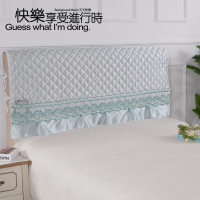 印花床头罩夹棉蕾丝防尘套简约加厚半包全规格保护套|银灰 1.5m宽