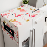 棉麻冰箱布盖巾洗衣机罩盖布单开对开双开门冰箱防|火烈鸟菠萝爱家盖巾 55*140cm(洗衣机/单开门冰箱通用)