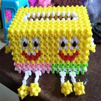 手工串珠成品抽纸盒车用纸巾盒男女朋友礼品礼物家居摆饰收纳盒子|墨绿色海绵宝宝