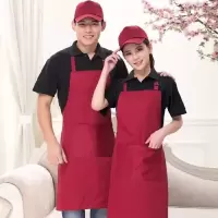 厨师围裙酒店饭店炒菜做饭厨房烘焙挂脖围裙男女服务员工作服围裙