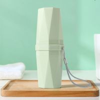 牙刷收纳盒刷牙杯简约家用牙具套装旅行漱口杯便携式牙缸杯洗漱杯|绿色2个+挂绳