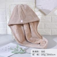 加厚干发帽吸水速干不掉毛包头巾干发巾纯棉毛巾成人可爱浴帽|浅驼色 加厚双层[185G/条]