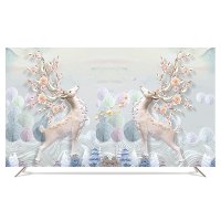 电视机罩防尘罩壁挂式液晶盖布55英寸50曲面65盖布32艺电脑|直面曲面通用--富贵麋鹿 24英寸(宽58*高38cm)