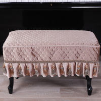 钢琴罩全罩米色蕾丝现代欧式高档简约琴罩防尘套加厚丝绒弹|花满园肉粉琴凳罩 双人琴凳罩(长78宽38厘米,不含钢琴罩)