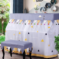 钢琴罩全罩米色蕾丝现代欧式高档简约琴罩防尘套加厚丝绒弹|童年梦想灰色 琴长148-153cm通用+单人琴凳罩(升降)