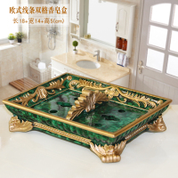 香皂盒北欧ins家居肥皂盒沥水欧式创意卫生间皂盘时尚皂碟免打孔|翠绿色轻奢风翡翠色双格