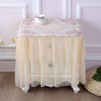 豆莱家饰布艺蕾丝床头柜罩防尘罩床头柜罩多用巾小台布万能盖巾|火焰红色高40床头柜罩 50*60床头柜可用