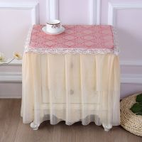 豆莱家饰布艺蕾丝床头柜罩防尘罩床头柜罩多用巾小台布万能盖巾|红如意高40厘米床头柜罩 40*45床头柜可用