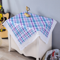 床头柜盖布欧式小桌布微波炉罩冰箱巾洗衣机罩多用防尘罩万能盖巾|浅紫色紫蓝格 80*80两片