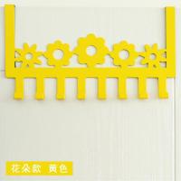 门后挂钩挂衣架壁挂无痕免钉衣帽挂架卧室门背式挂钩门上置物架|[花儿朵朵-嫩黄色]铁艺喷塑